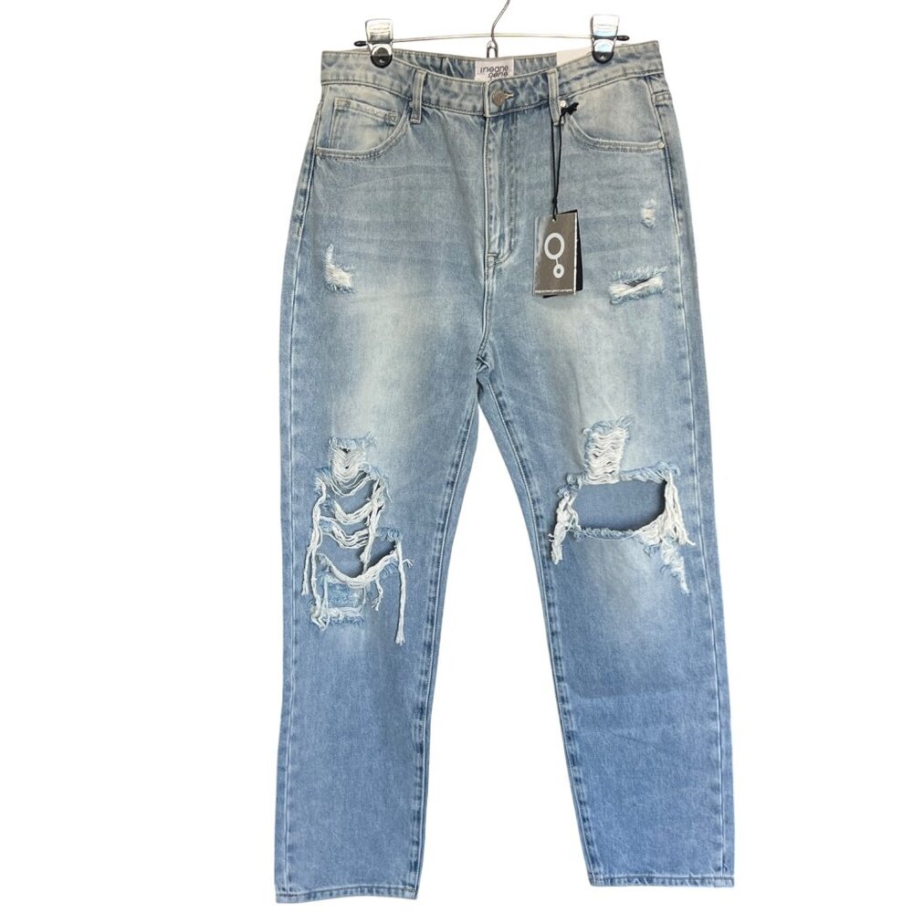 Insane Gene Mid-Rise Loose Fit Light Wash Distressed Jeans Womens Size 11 / 29W